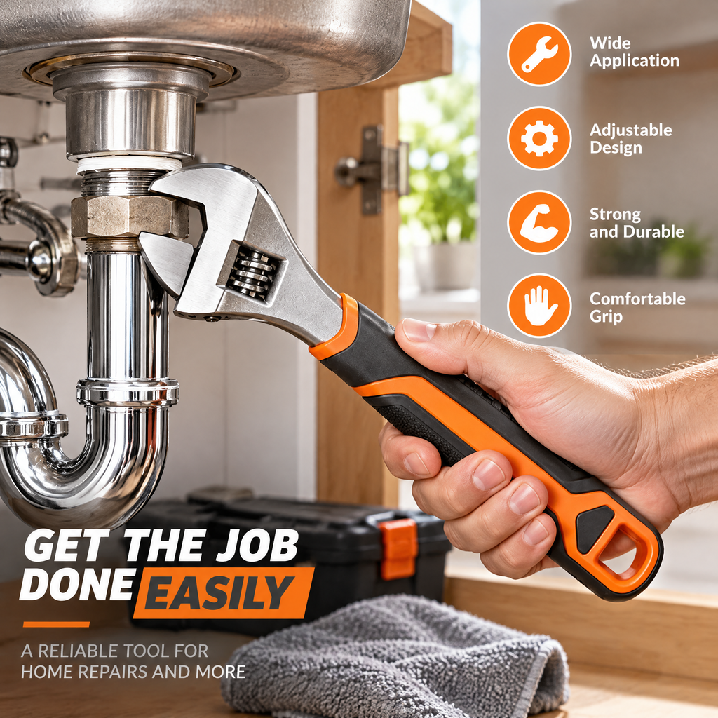 voqzunir Adjustable Wrench with Comfort Grip — features and use