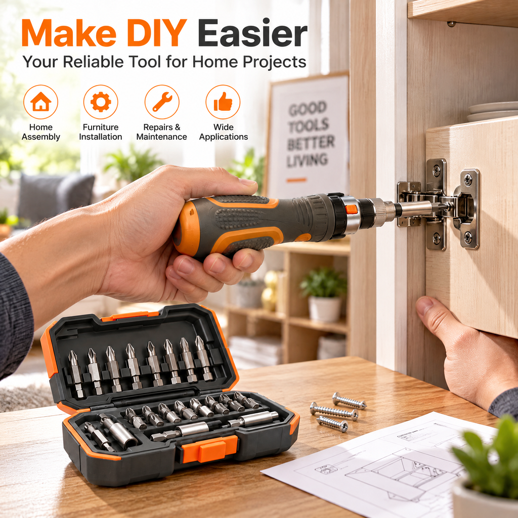 voqzunir Ratcheting Screwdriver and Bit Set with Case — features and use