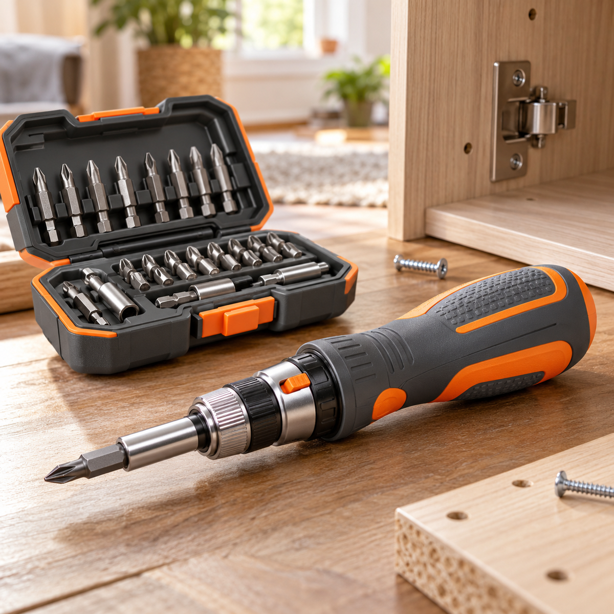 voqzunir Ratcheting Screwdriver and Bit Set with Case — main product photo