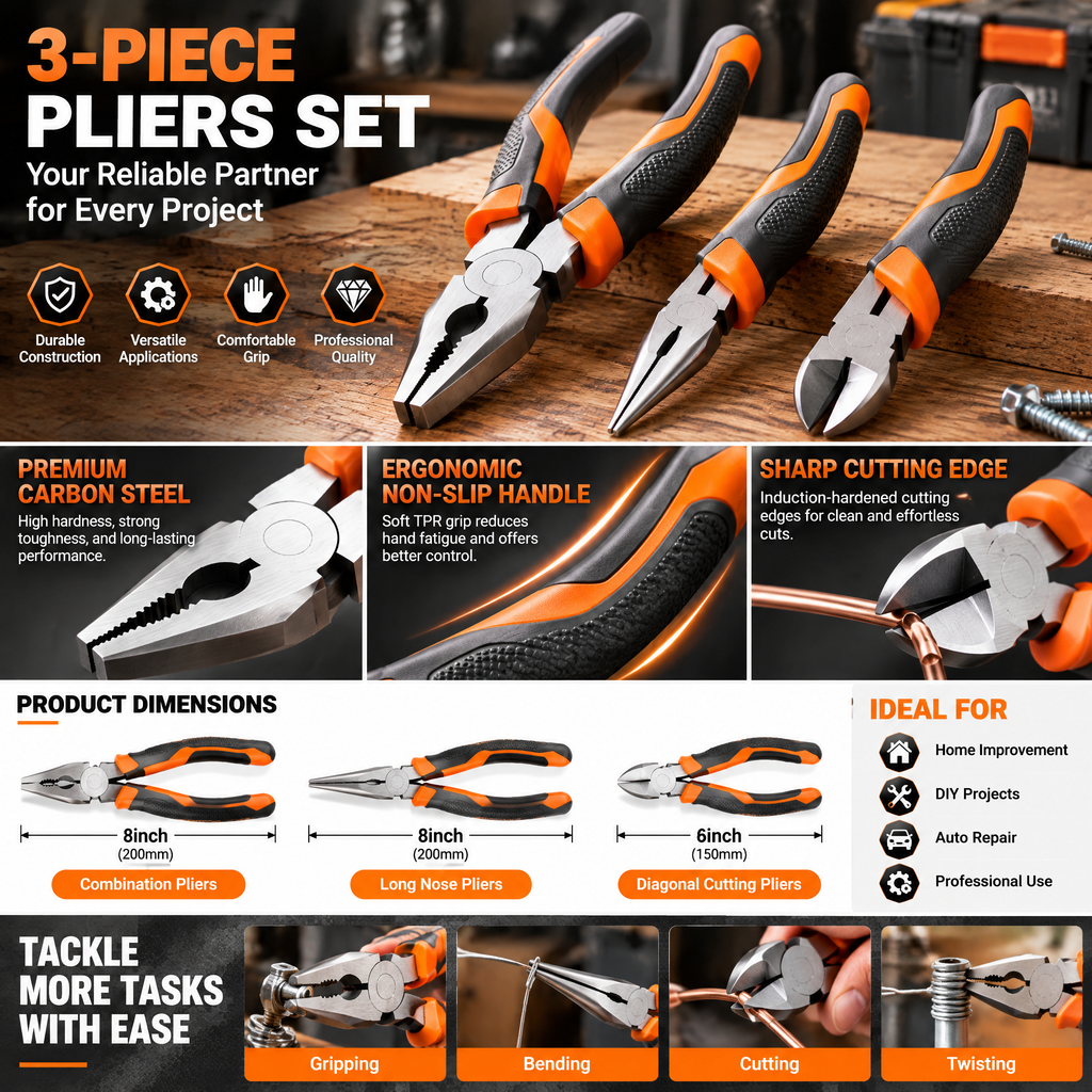 voqzunir 3-Piece Pliers Set — features and use