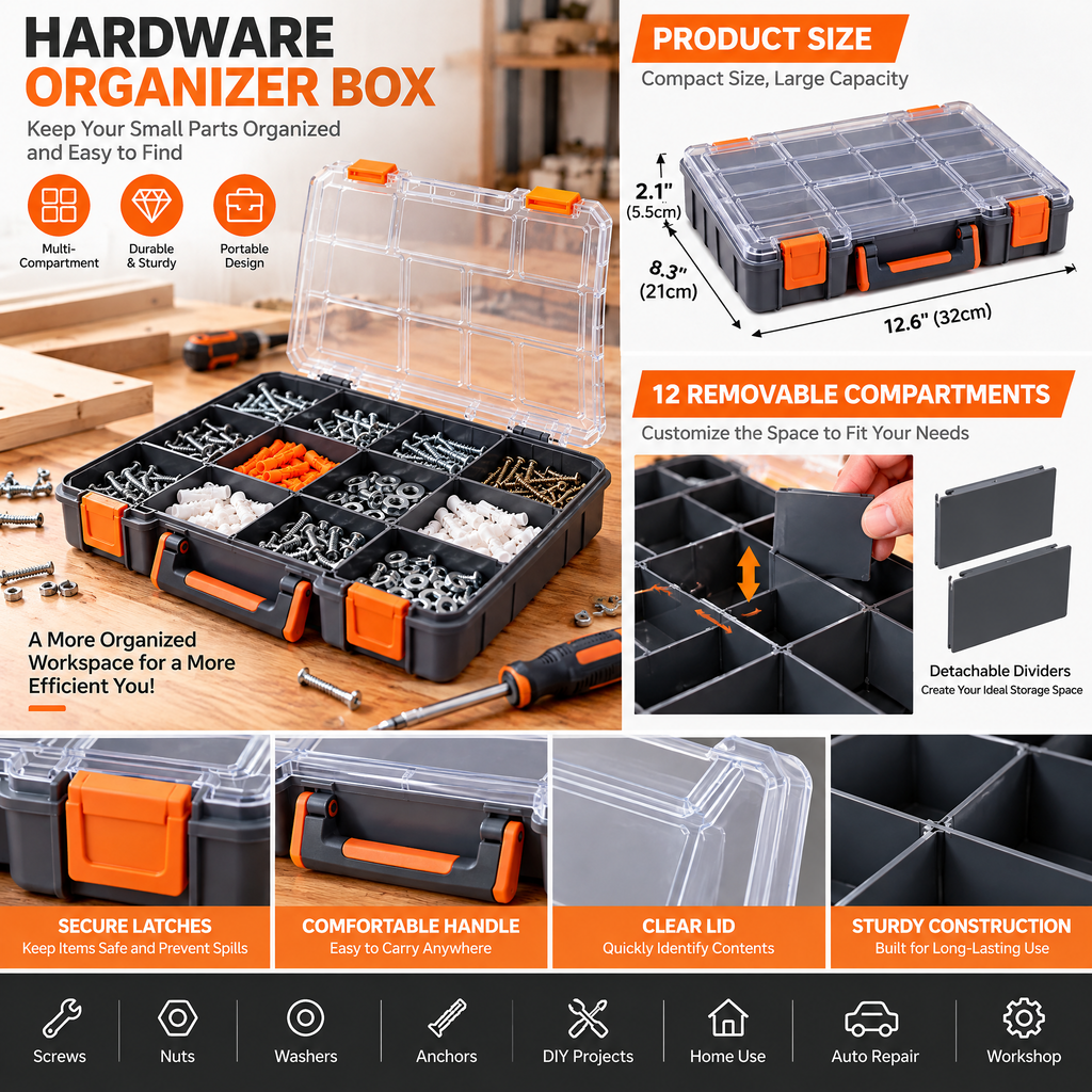 voqzunir Clear-Lid Small Parts Organizer — features and use